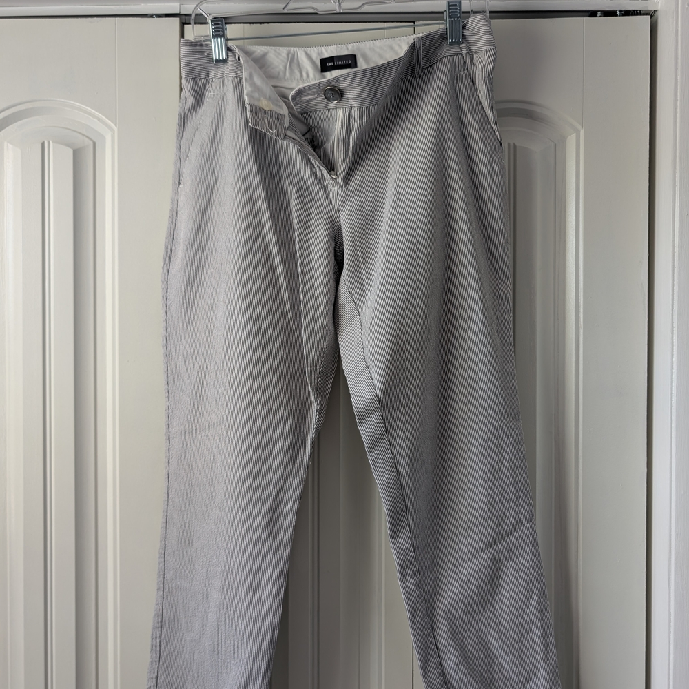 The Limited Gray and White Striped Pants